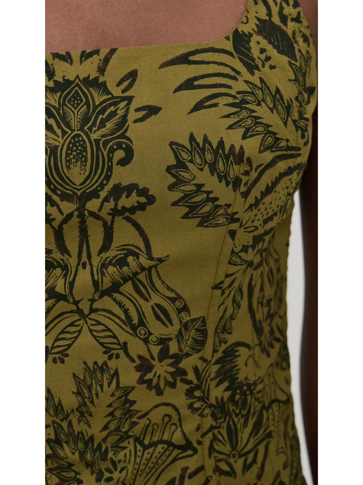 Ulla Johnson ナタリ タンク コットン ドレス オリーブ フローラ - 画像6