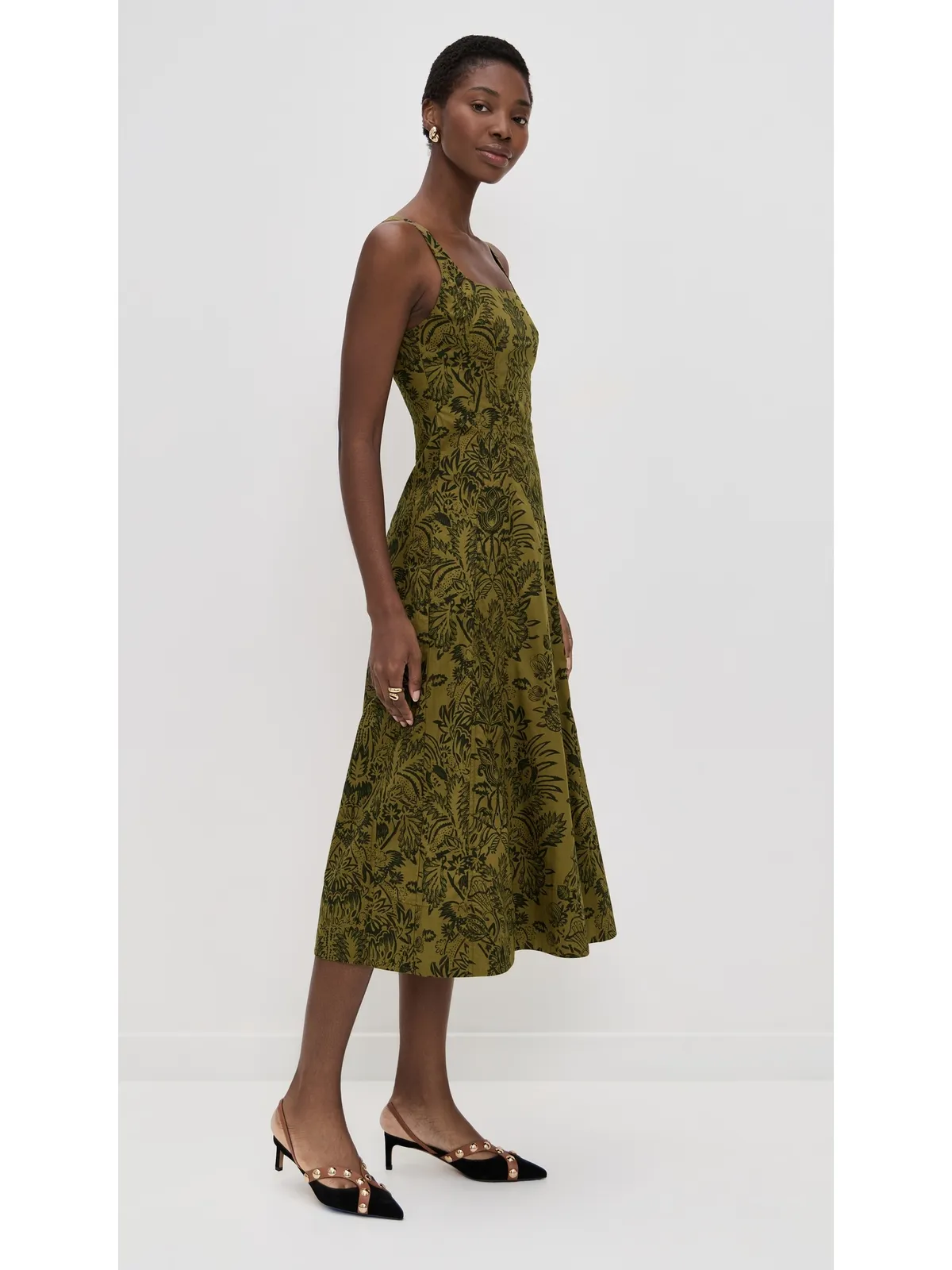 Ulla Johnson ナタリ タンク コットン ドレス オリーブ フローラ - 画像4