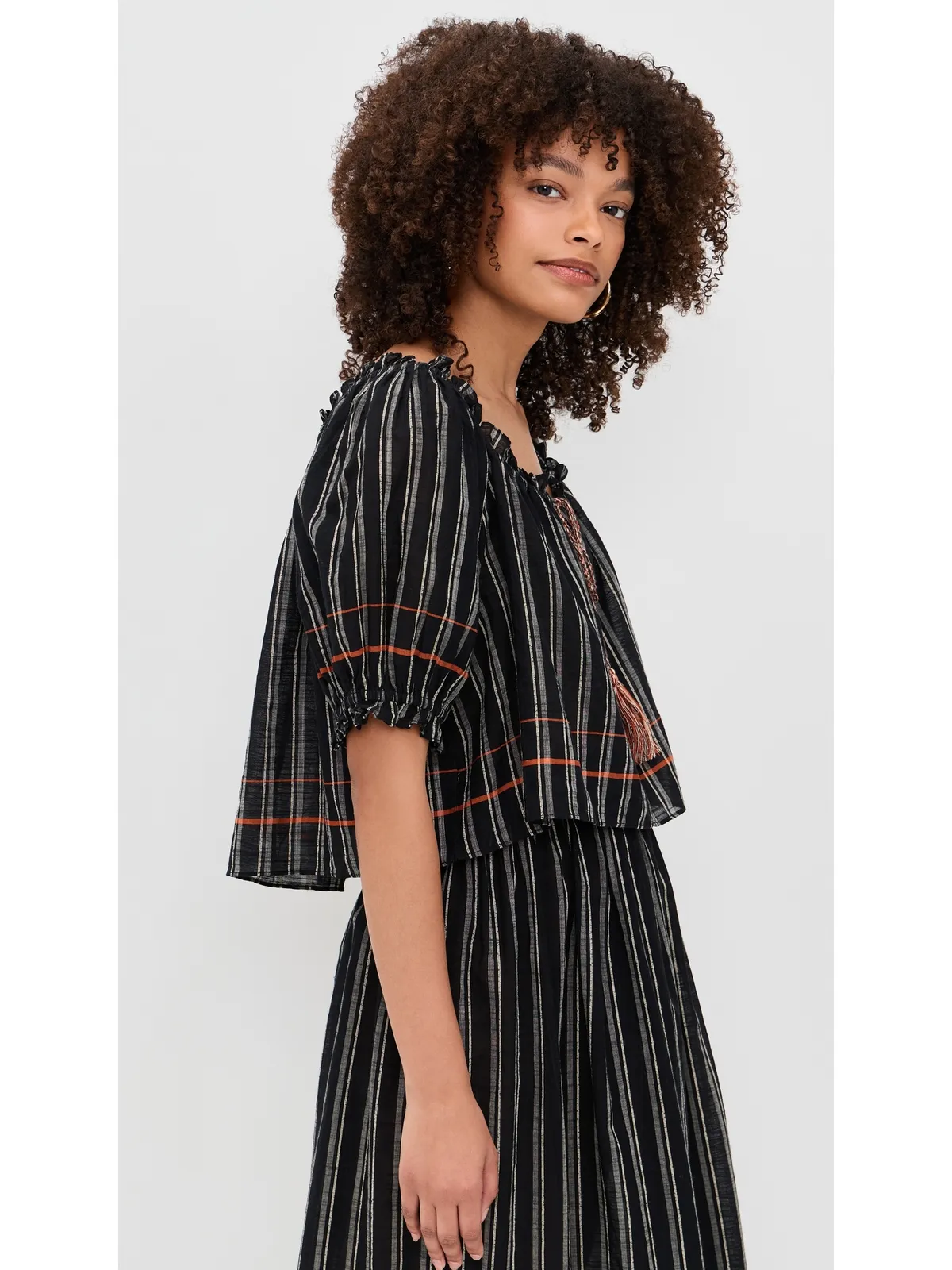 Ulla Johnson パロス カバーアップトップ（ノワールストライプ） - 画像4