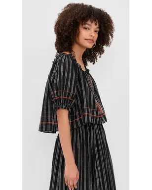 Ulla Johnson パロス カバーアップトップ（ノワールストライプ） - サムネイル4