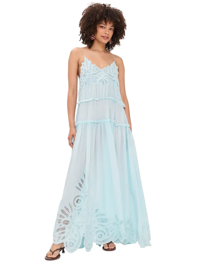 Ulla Johnson Ulla Johnson フィリッパ レースアップリケ シルク ガウン アドリアティックの商品画像