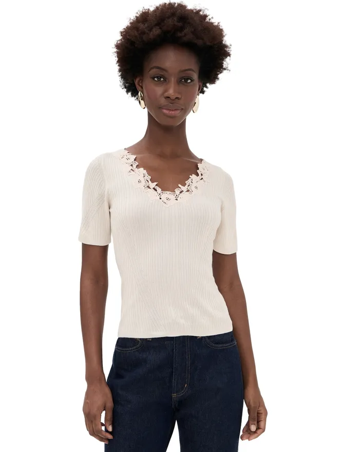 Ulla Johnson Ulla Johnson レース付きショートスリーブニットトップスの商品画像