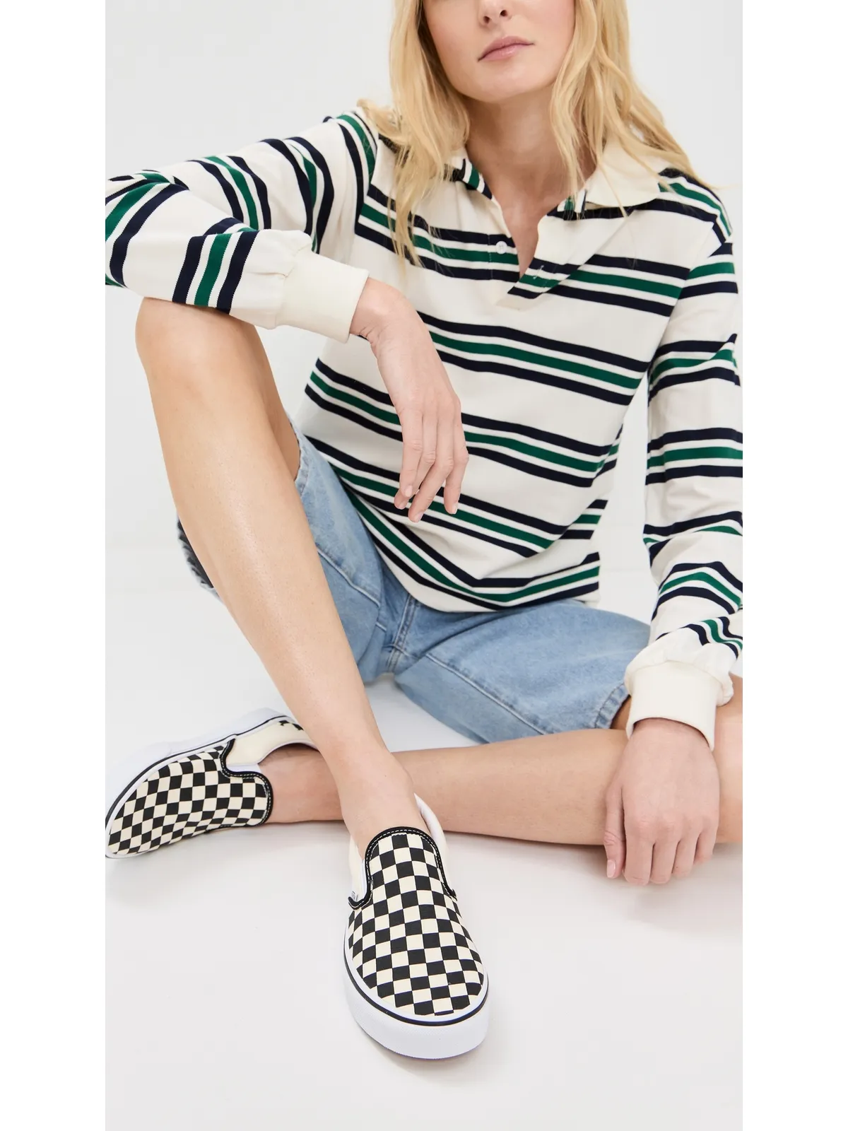 Vans スリップオン スニーカー チェッカーボード柄 ブラック/オフホワイト - 画像3