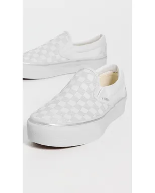 Vans クラシック スリップオン プラットフォーム スニーカー（チェッカーボード柄・シルバー） - サムネイル5