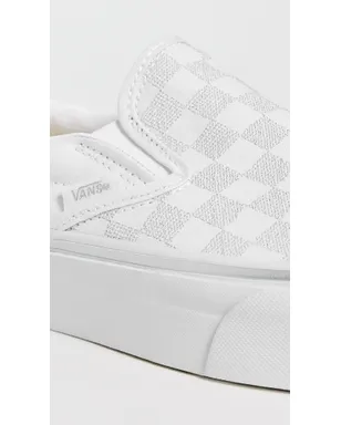 Vans クラシック スリップオン プラットフォーム スニーカー（チェッカーボード柄・シルバー） - サムネイル6