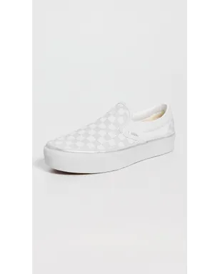 Vans クラシック スリップオン プラットフォーム スニーカー（チェッカーボード柄・シルバー） - サムネイル2