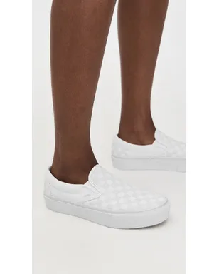 Vans クラシック スリップオン プラットフォーム スニーカー（チェッカーボード柄・シルバー） - サムネイル3