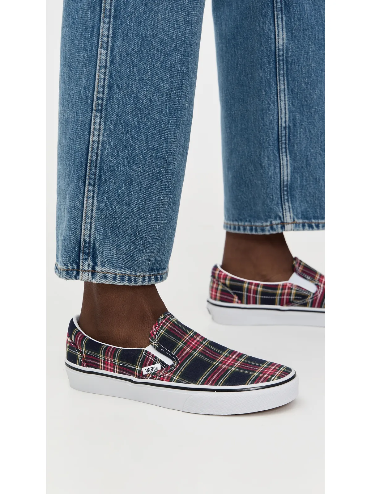 Vans クラシック スリップオン スニーカー チェック柄 ネイビー - 画像3