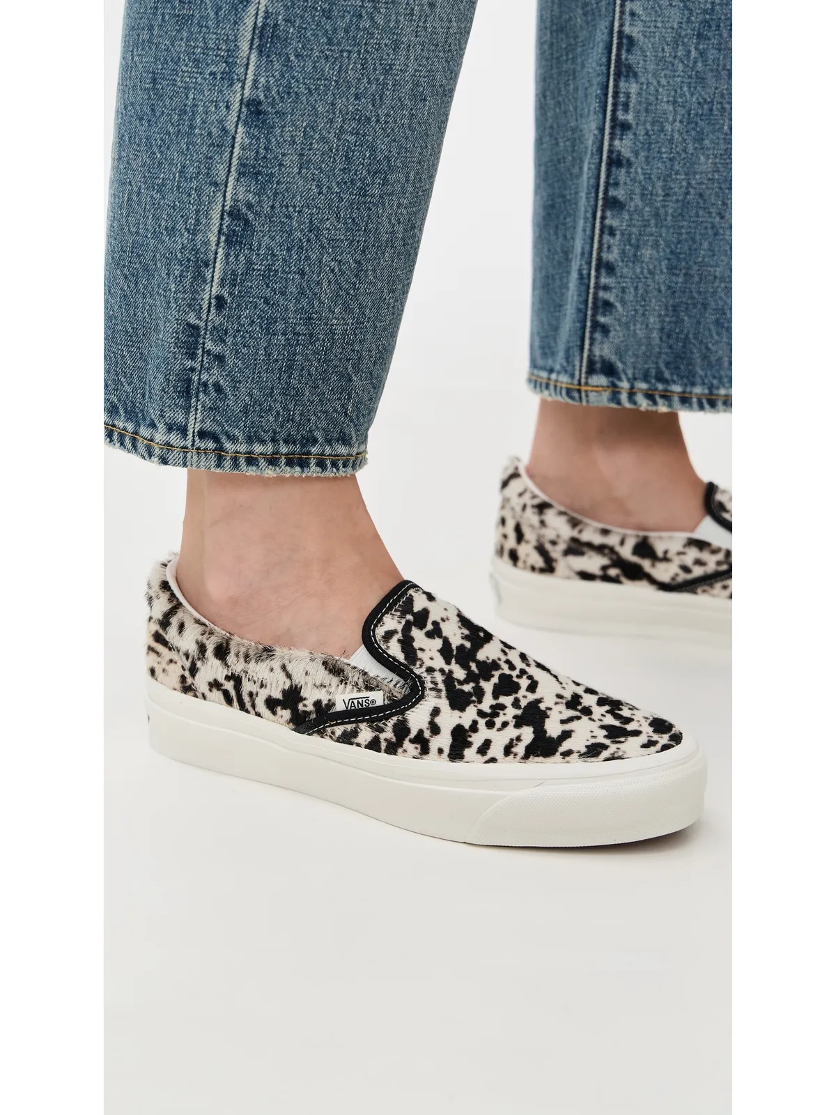 Vans LXクラシック スリップオン スニーカー ポニーヘア ブラック/ホワイト - 画像3