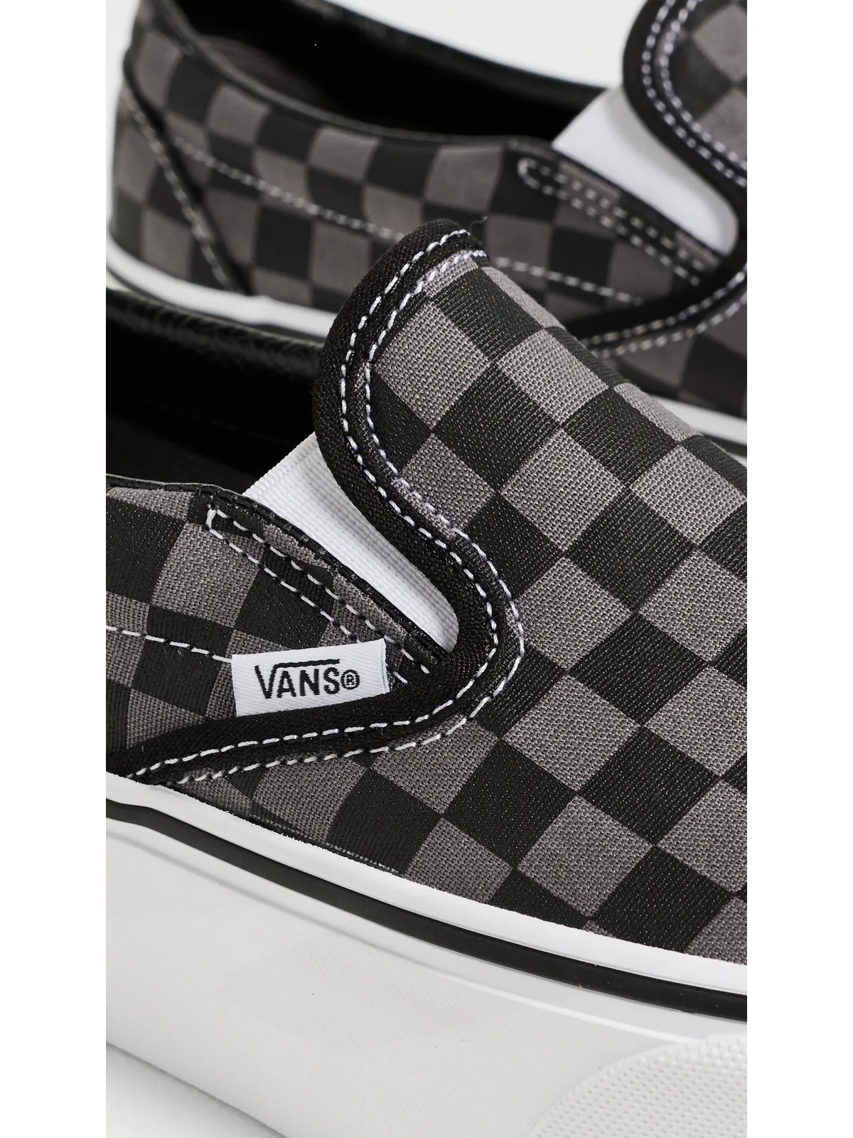 Vans クラシック・スリップオン・スタックフォームスニーカー チェッカーボード ブラック/ペューター - 画像6
