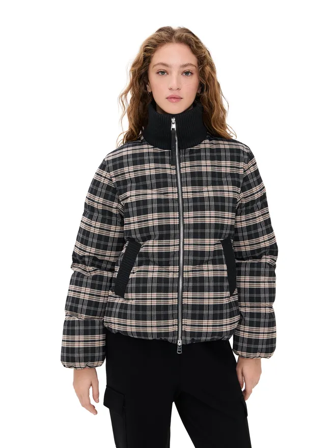 Varley Varley Bryony ショートパファー フランネル ジャケット ネイビー チェックの商品画像