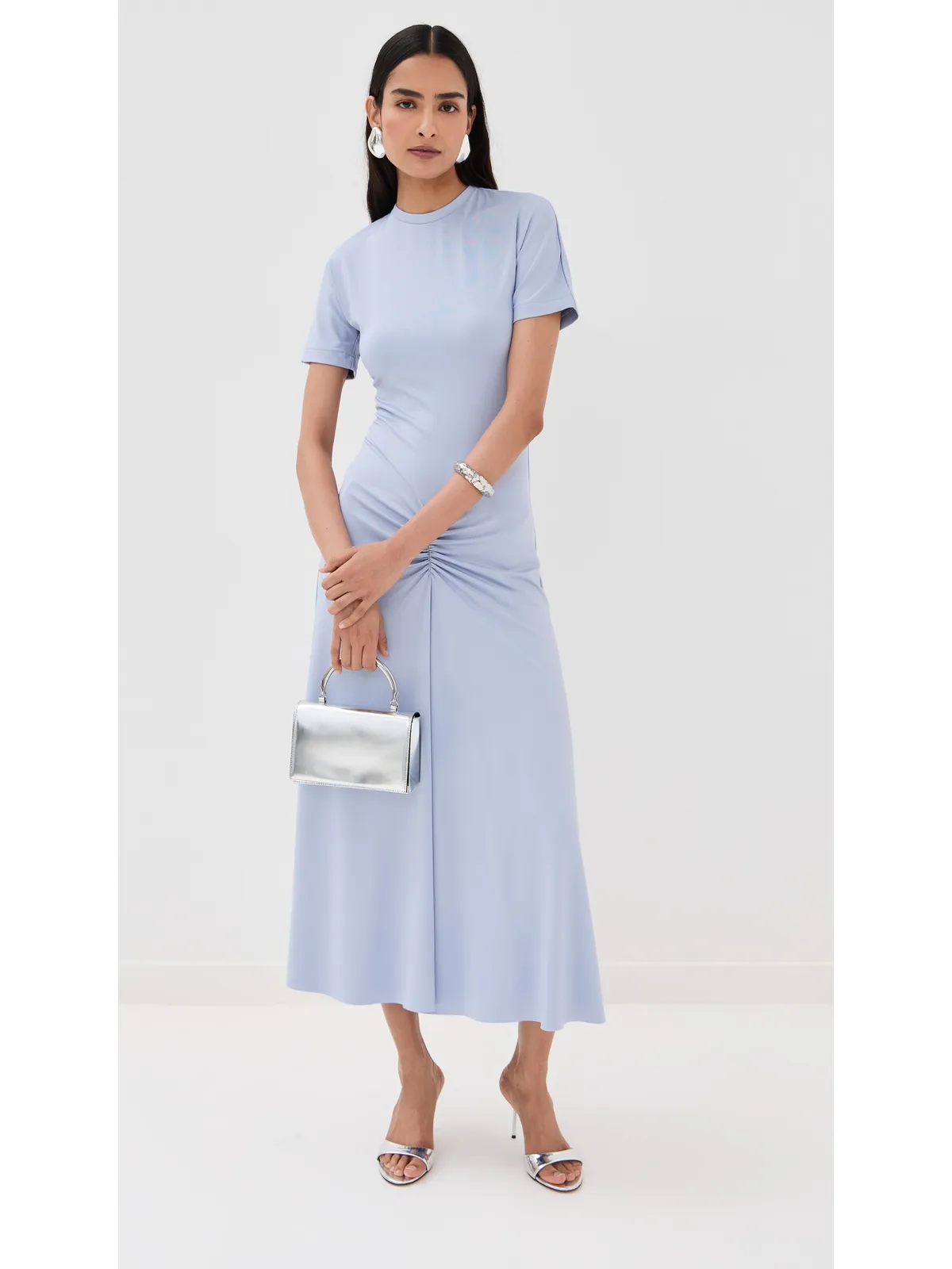 Victoria Beckham ギャザーウェストのミディドレス デルフィニウム - 画像5