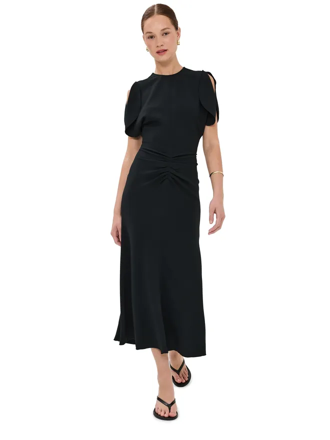 Victoria Beckham Victoria Beckham ギャザーウエストのミディドレスの商品画像