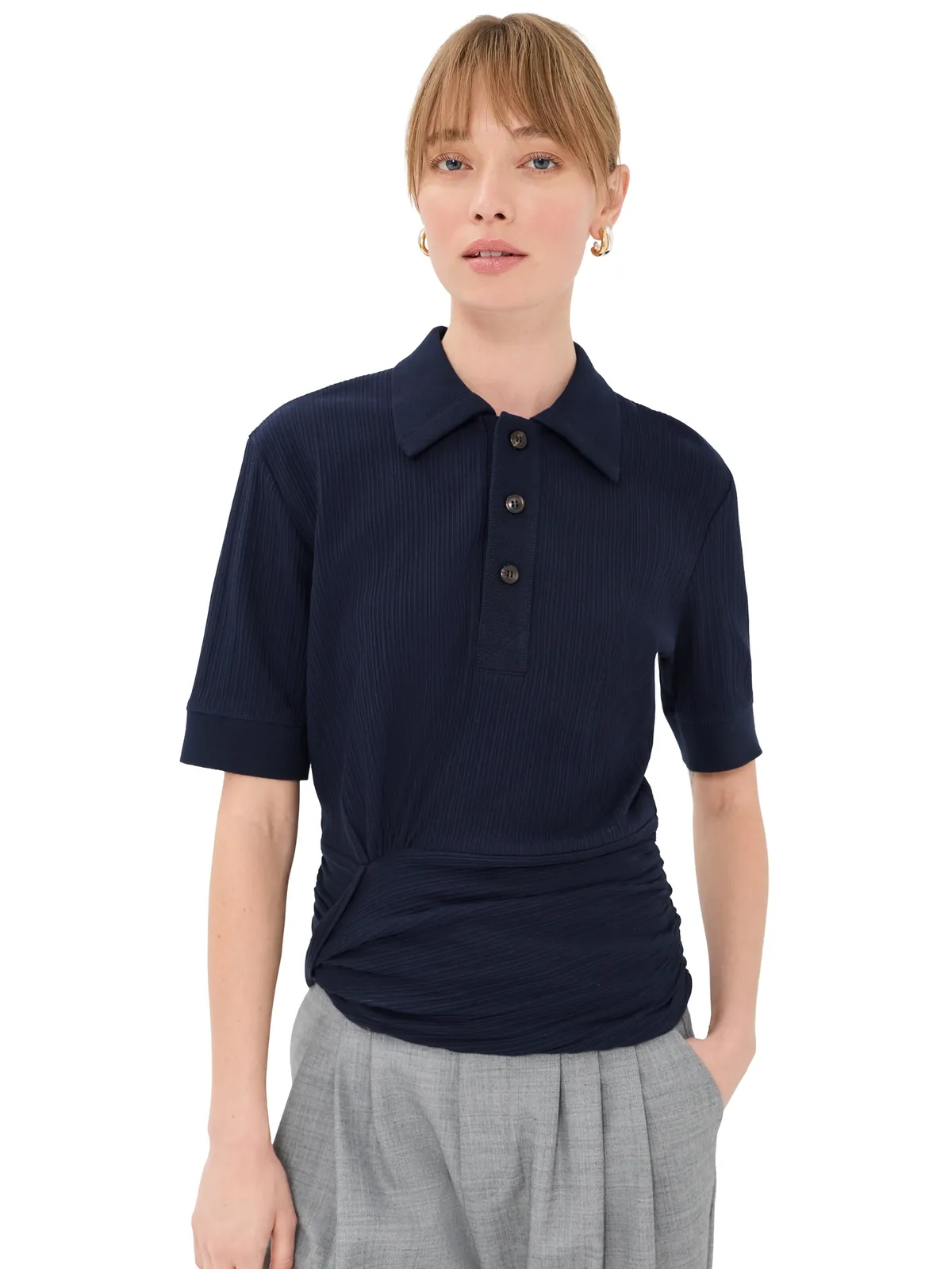 Victoria Beckham ツイストディテール ポロトップ - 画像1