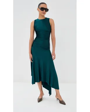 Victoria Beckham ノースリーブ ツイストディテール ドレス ダークティール - サムネイル5
