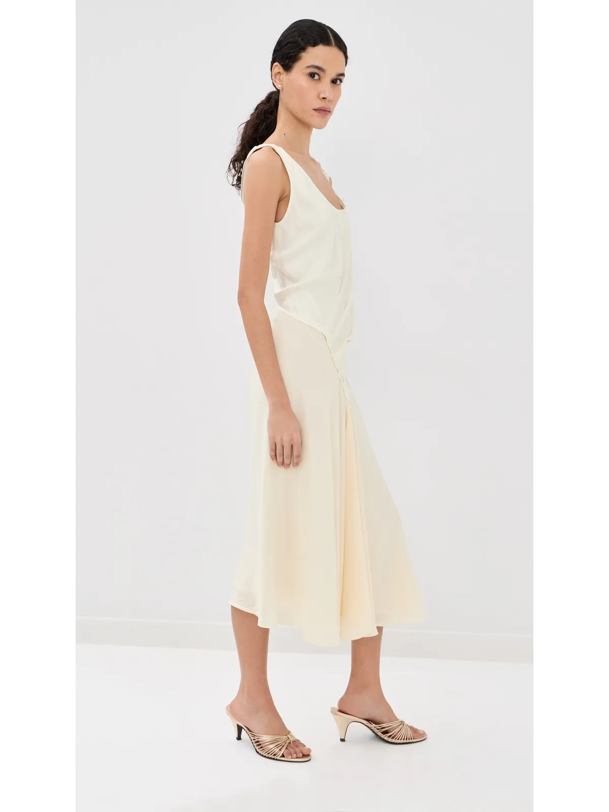Victoria Beckham レースストラップドレス アイボリー - 画像5