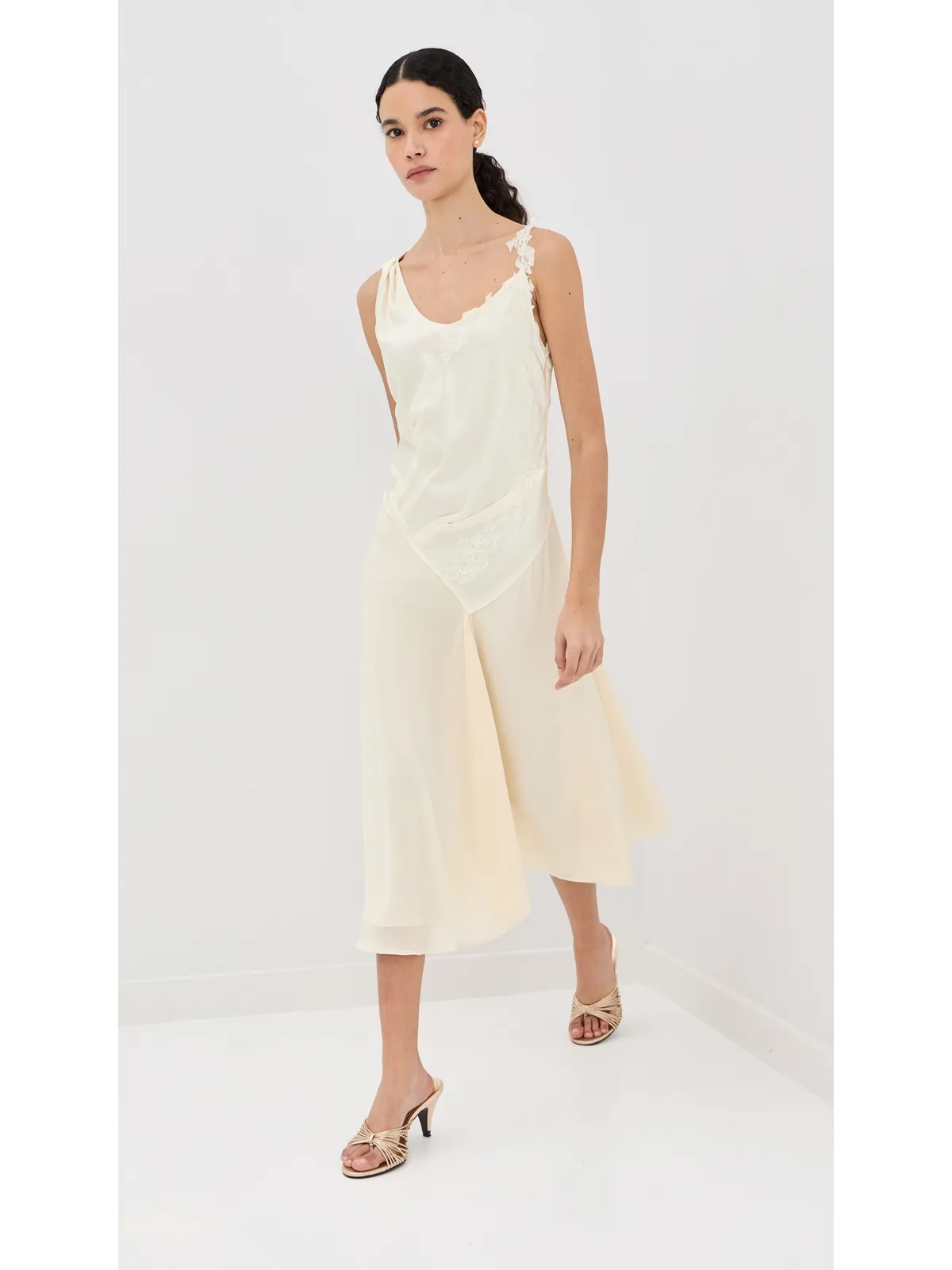 Victoria Beckham レースストラップドレス アイボリー - 画像6