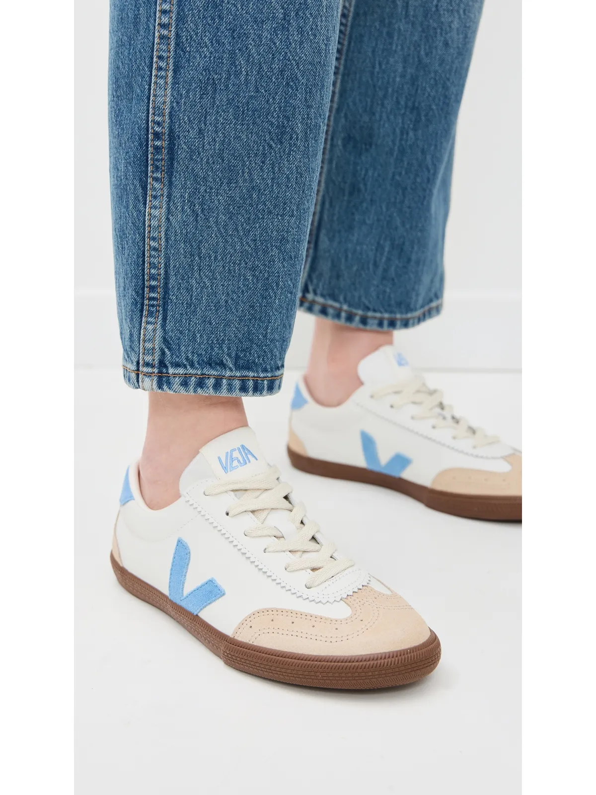 Veja Volley O.T. Leather Sneakers White/Aqua/Bark - 画像3
