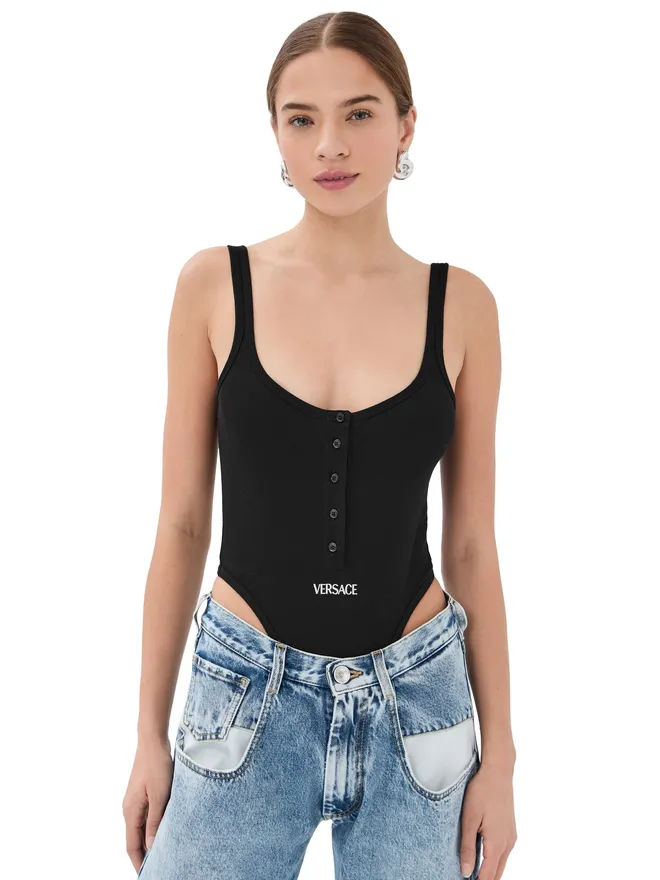 VERSACE Versace バイオコットンリブ ボディスーツ ブラックの商品画像