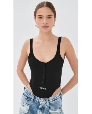 Versace バイオコットンリブ ボディスーツ ブラック - サムネイル3