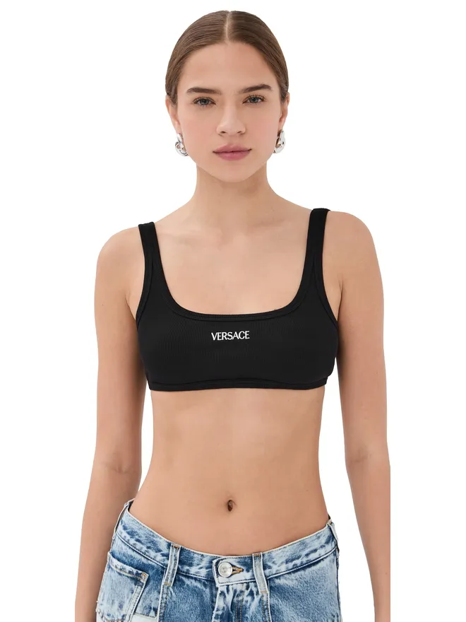 VERSACE Versace バイオコットンリブ ブラ ブラックの商品画像