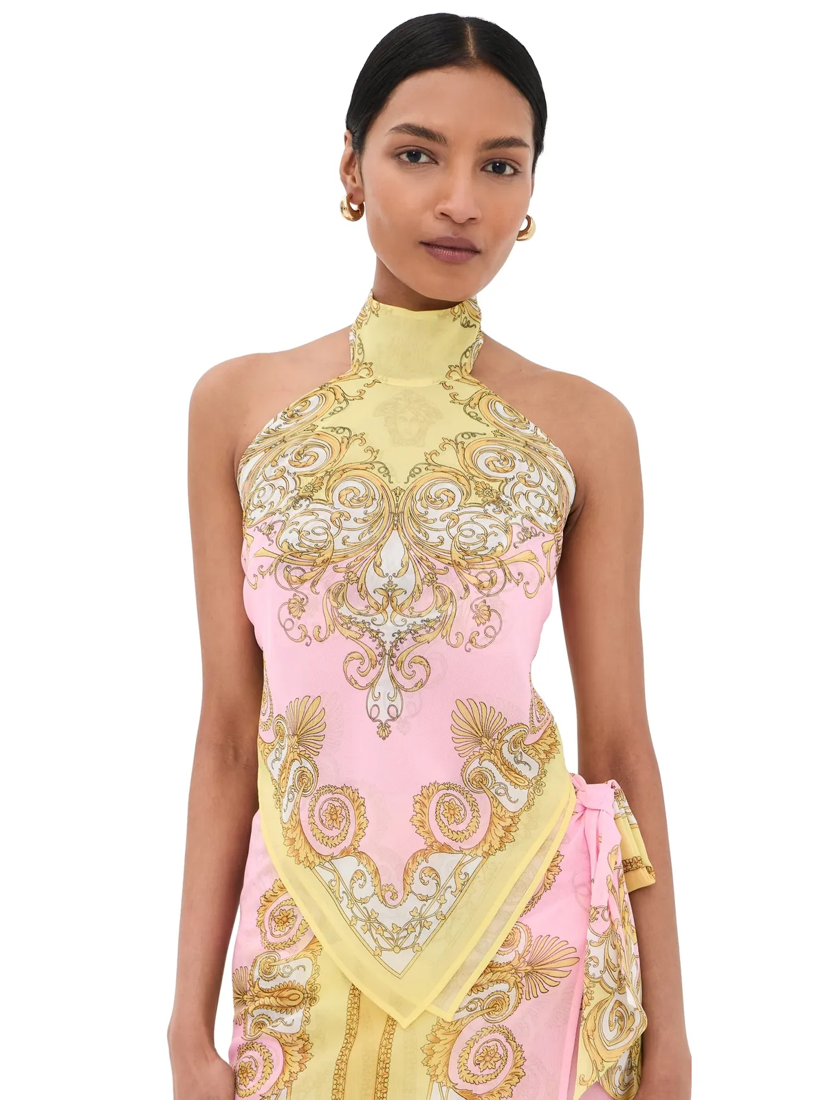 Versace カバーアップ プリントトップ ペールイエロー/ローズクォーツ - 画像1