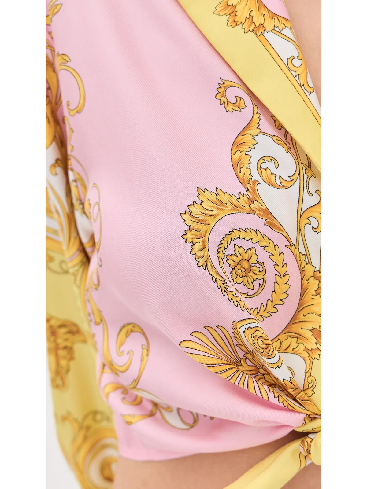 Versace ツイルプリント シルクシャツ ペールイエロー／ローズクォーツ - 画像6