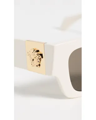 Versace メデューサ レクタングラー サングラス ホワイト - サムネイル5