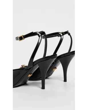 Versace T.85 カーフレザー スリングバックパンプス 1B00V-ブラック-ゴールド - サムネイル4