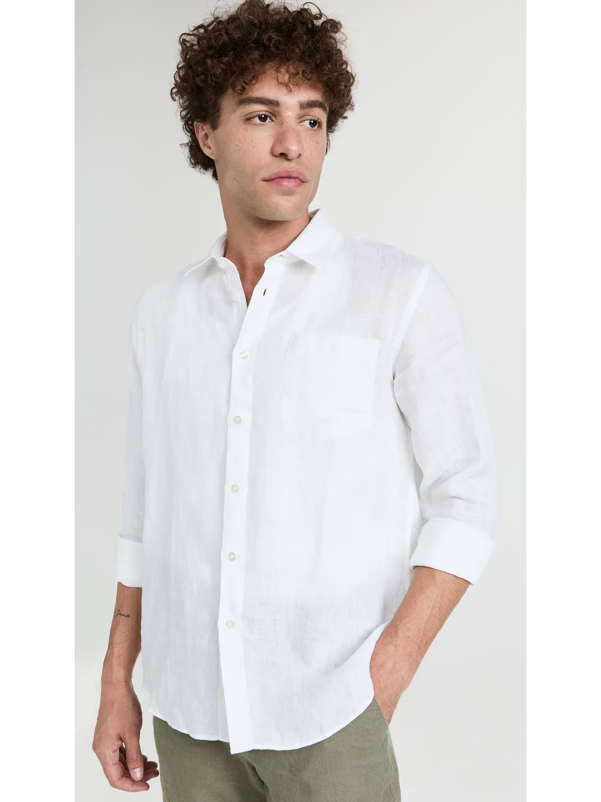 Vilebrequin Caroubis リネンシャツ Blanc - 画像3