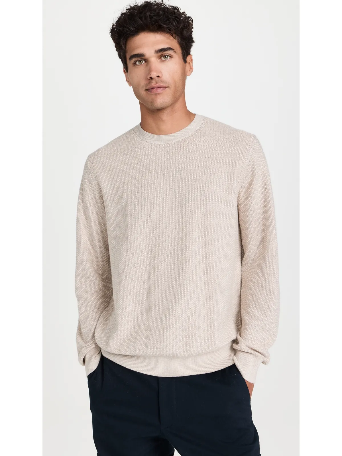 Vince Geo Jacquard クルーセーター ブリティッシュカーキ/クラシッククリーム - 画像2