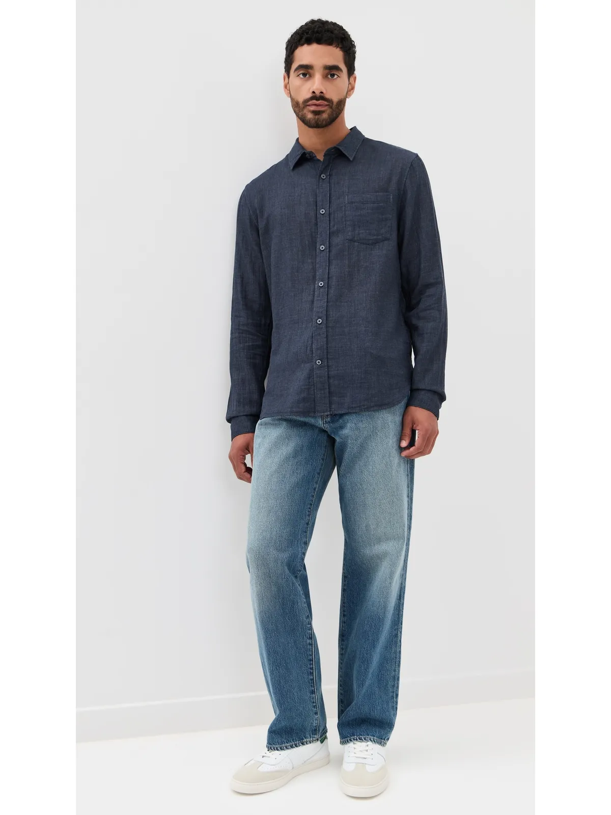 Vince ダブルフェイス ロングスリーブシャツ ヘザーコースタル - 画像5