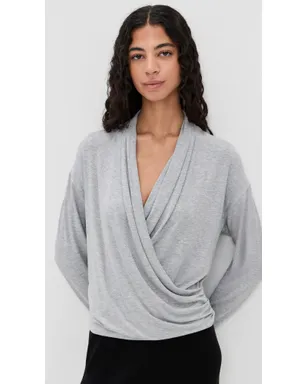 Vince リラックスフィット長袖 ラップデザインのトップス Hペールグレー - サムネイル2