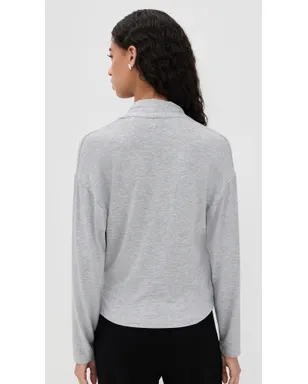 Vince リラックスフィット長袖 ラップデザインのトップス Hペールグレー - サムネイル3