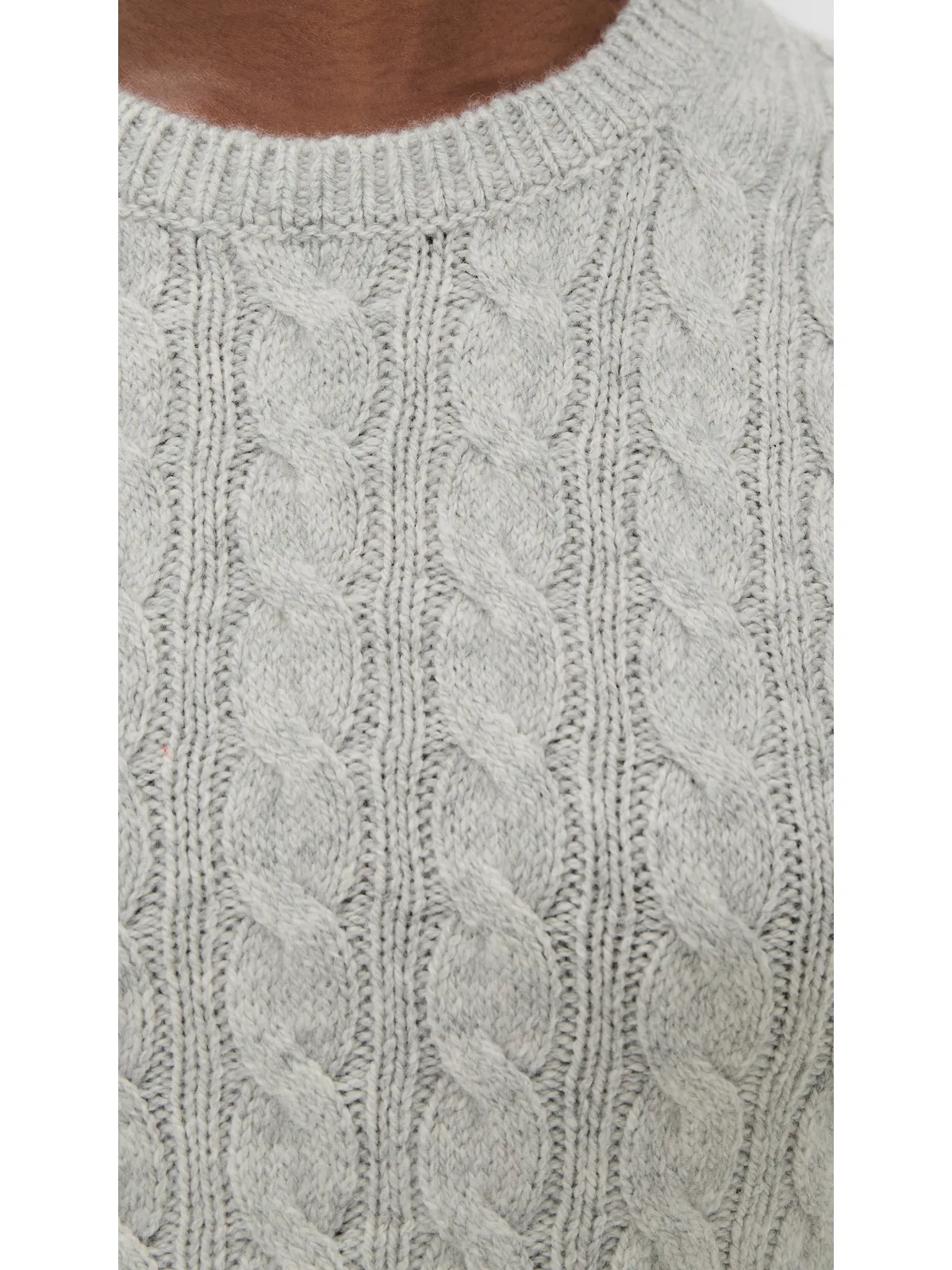 Vince キャッシュブレンド ケーブルニットTシャツ B'h Pale Grey - 画像6