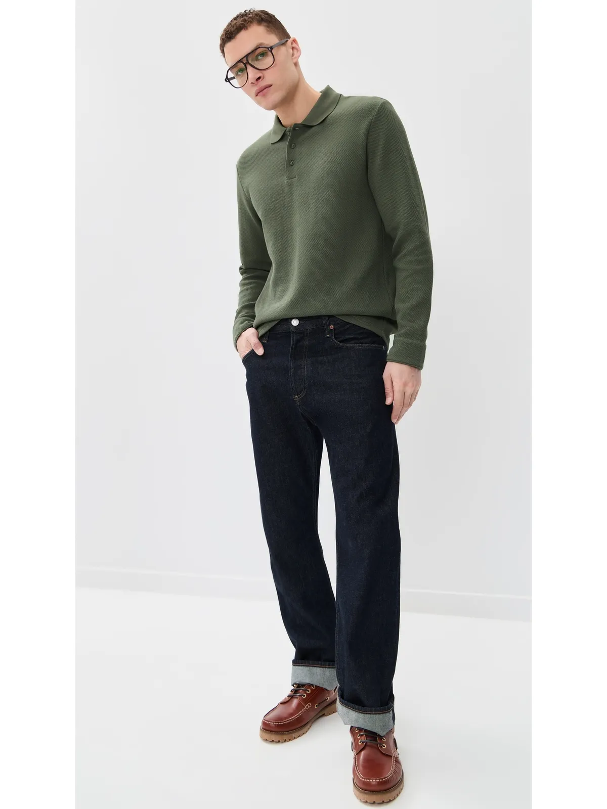 ビンテージ Vince バスケットウェーブ ポロ シカモア M - 画像5
