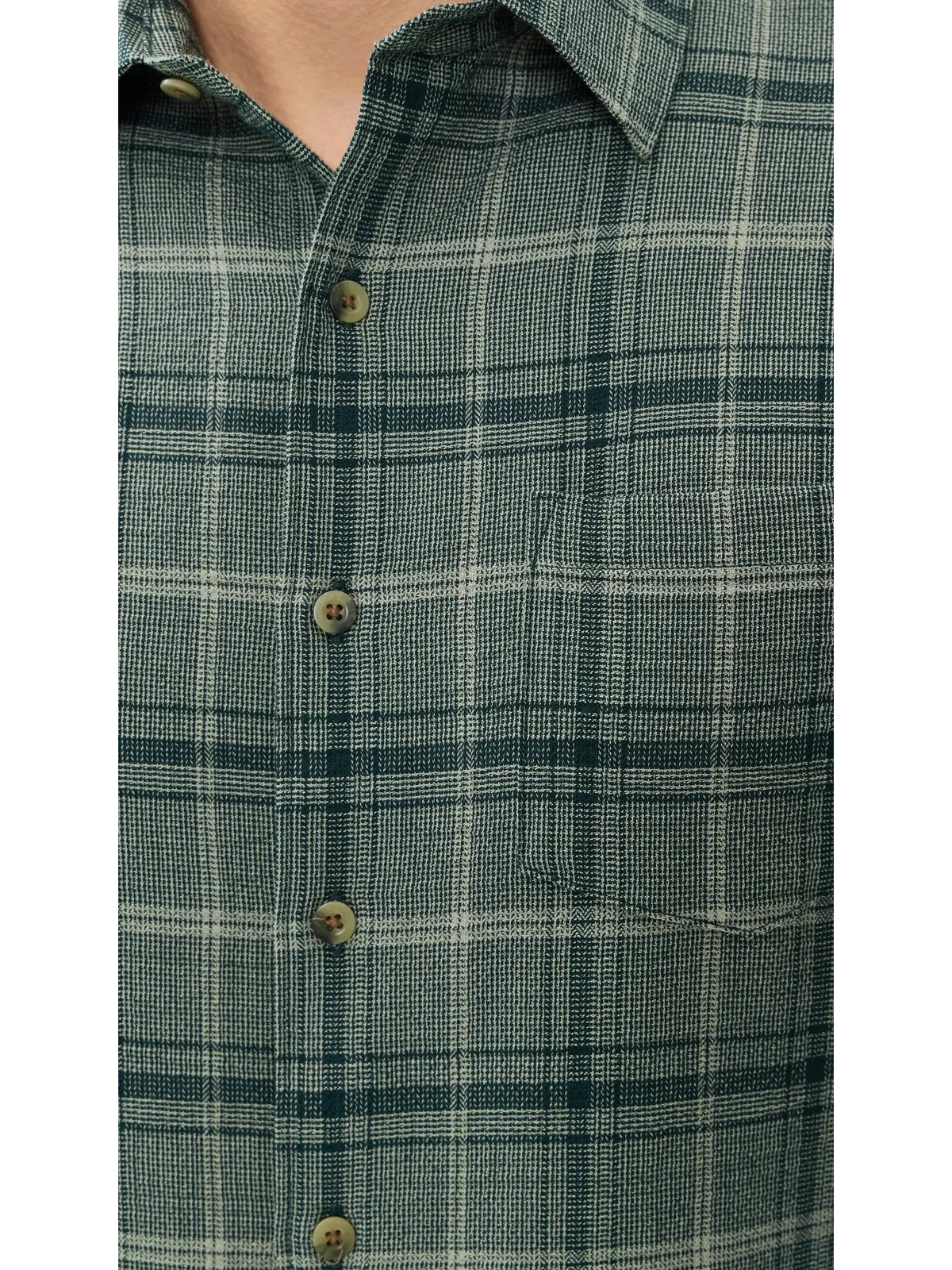 Vince キャッスキル チェック柄 長袖 フレンチプラケット シャツ 海藻色/抹茶色 M - 画像6
