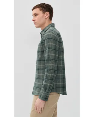 Vince キャッスキル チェック柄 長袖 フレンチプラケット シャツ 海藻色/抹茶色 M - サムネイル4