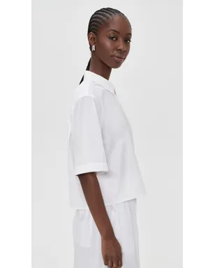 ビンテージ Vince スカラップディテール 半袖シャツ オプティックホワイト - サムネイル4