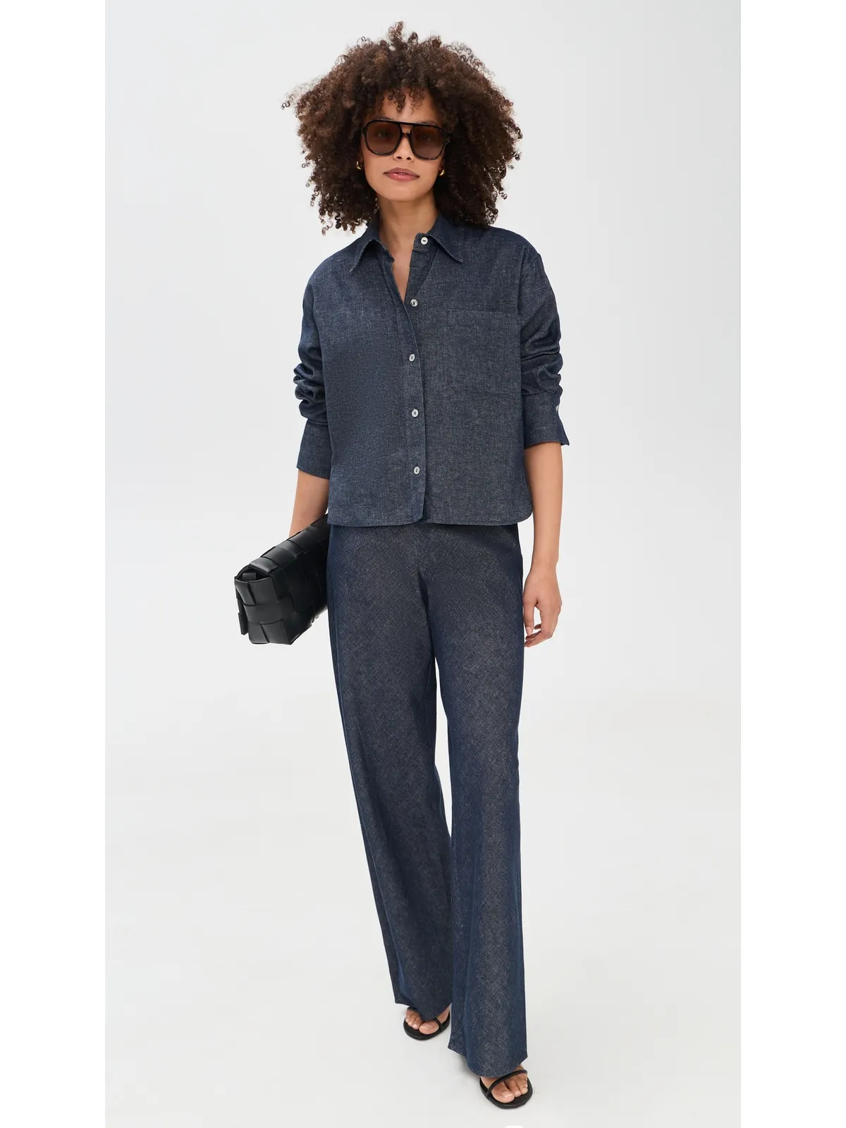 Vince コレット シャンブレー バイアスパンツ インディゴ - 画像5