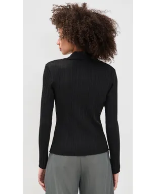 Vince 斑入りリブポロシャツ ブラック - サムネイル3