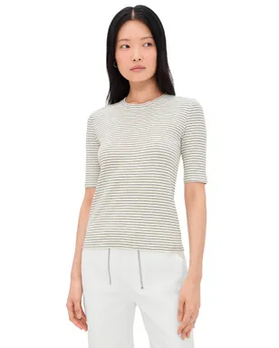 Vince ストライプ肘丈スリーブ クルーネック Tシャツ Tapenade Combo - サムネイル1