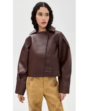 Yellow the Label オリバー フェイクオーストリッチレザージャケット - サムネイル2