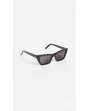 Saint Laurent ナローキャットアイサングラス ブラック/グレーグリーン - サムネイル5