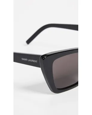 Saint Laurent ナローキャットアイサングラス ブラック/グレーグリーン - サムネイル6