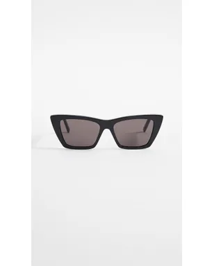Saint Laurent ナローキャットアイサングラス ブラック/グレーグリーン - サムネイル2