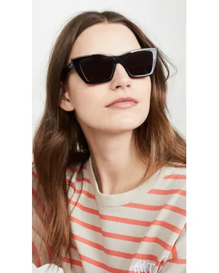 Saint Laurent ナローキャットアイサングラス ブラック/グレーグリーン - サムネイル4