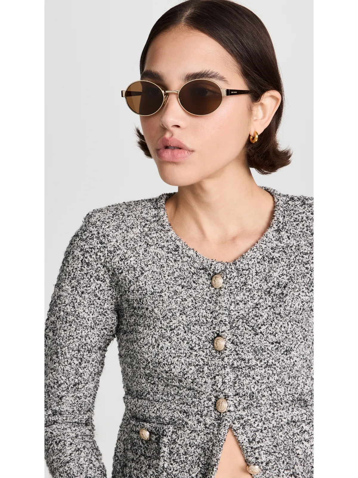 Saint Laurent SL 692 サングラス ゴールド-ゴールド-ブラウン フリーサイズ - 画像3