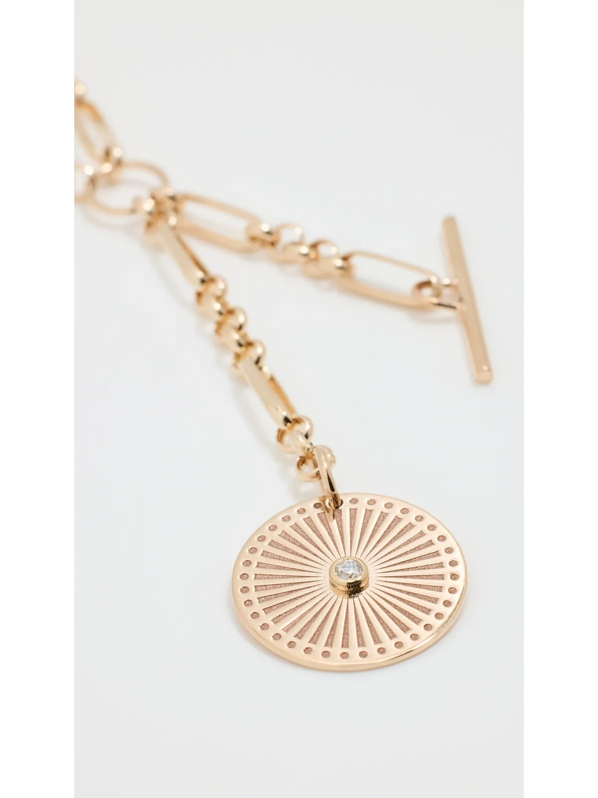 Zoe Chicco ゾーイ・チコ 14k ベゼルダイヤモンド ラリエット ネックレス イエローゴールド - 画像5