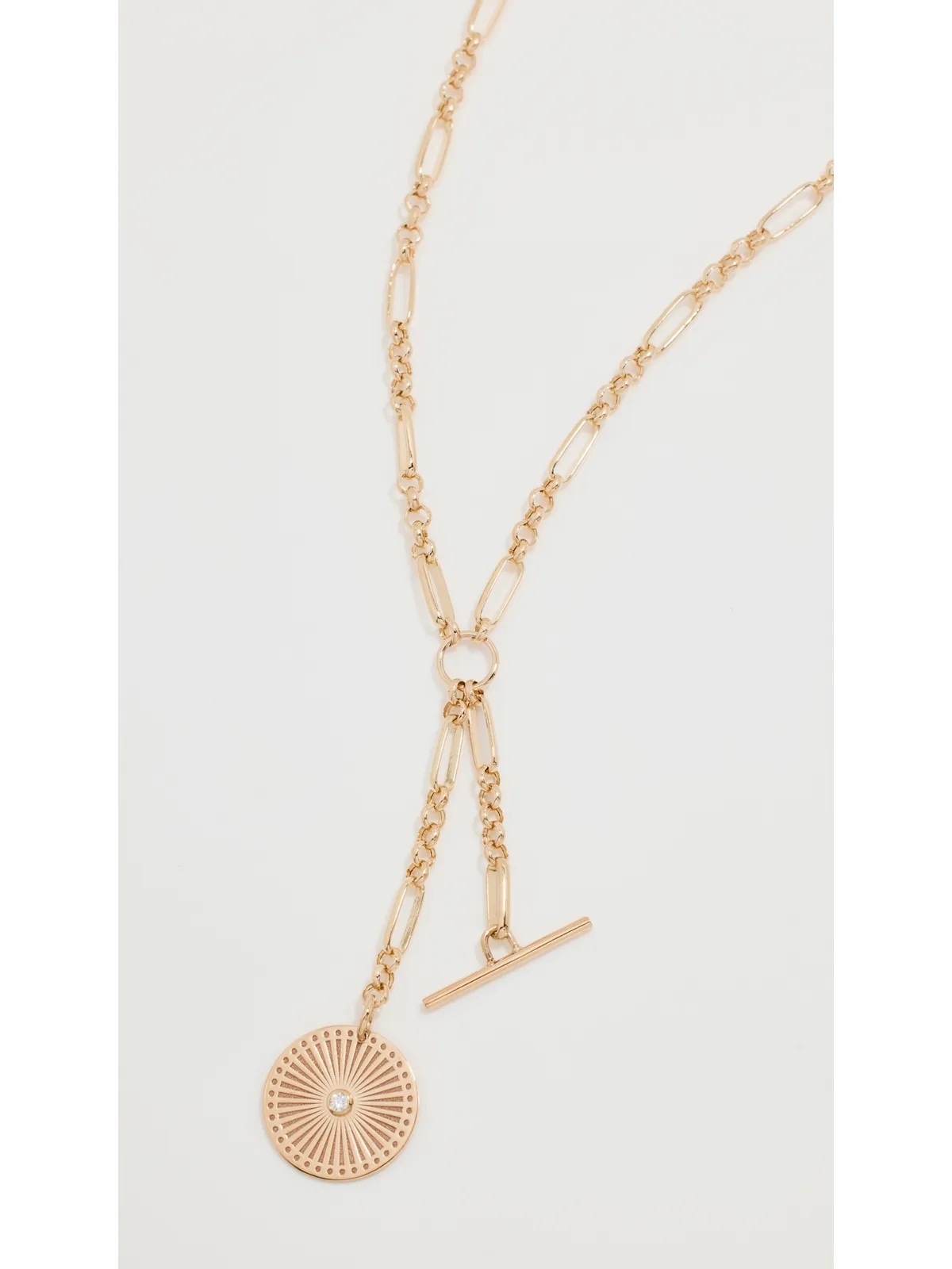 Zoe Chicco ゾーイ・チコ 14k ベゼルダイヤモンド ラリエット ネックレス イエローゴールド - 画像2